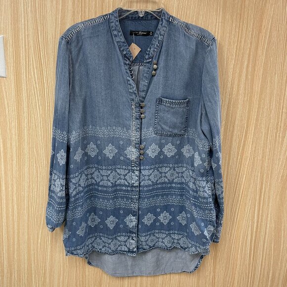 Jachs Girlfriend Denim Print top size XL - Picture 1 of 7